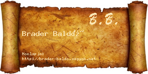 Brader Baldó névjegykártya